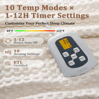 Garvee Heated Blanket Full Size, Waffle Weave Electric Blanket Throw with LCD Controller, Fast Heating, 10 Heat Levels & 1-12H Time Settings, ETL Certified, Machine Washable, Beige, 72" x 84"