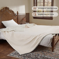 Garvee Heated Blanket Queen Size with LCD Dual Controller, Waffle Weave Fast Heating Electric Blankets, 10 Heat Levels & 1-12H Time Settings, ETL Certified, Machine Washable, Beige, 84" x 90"