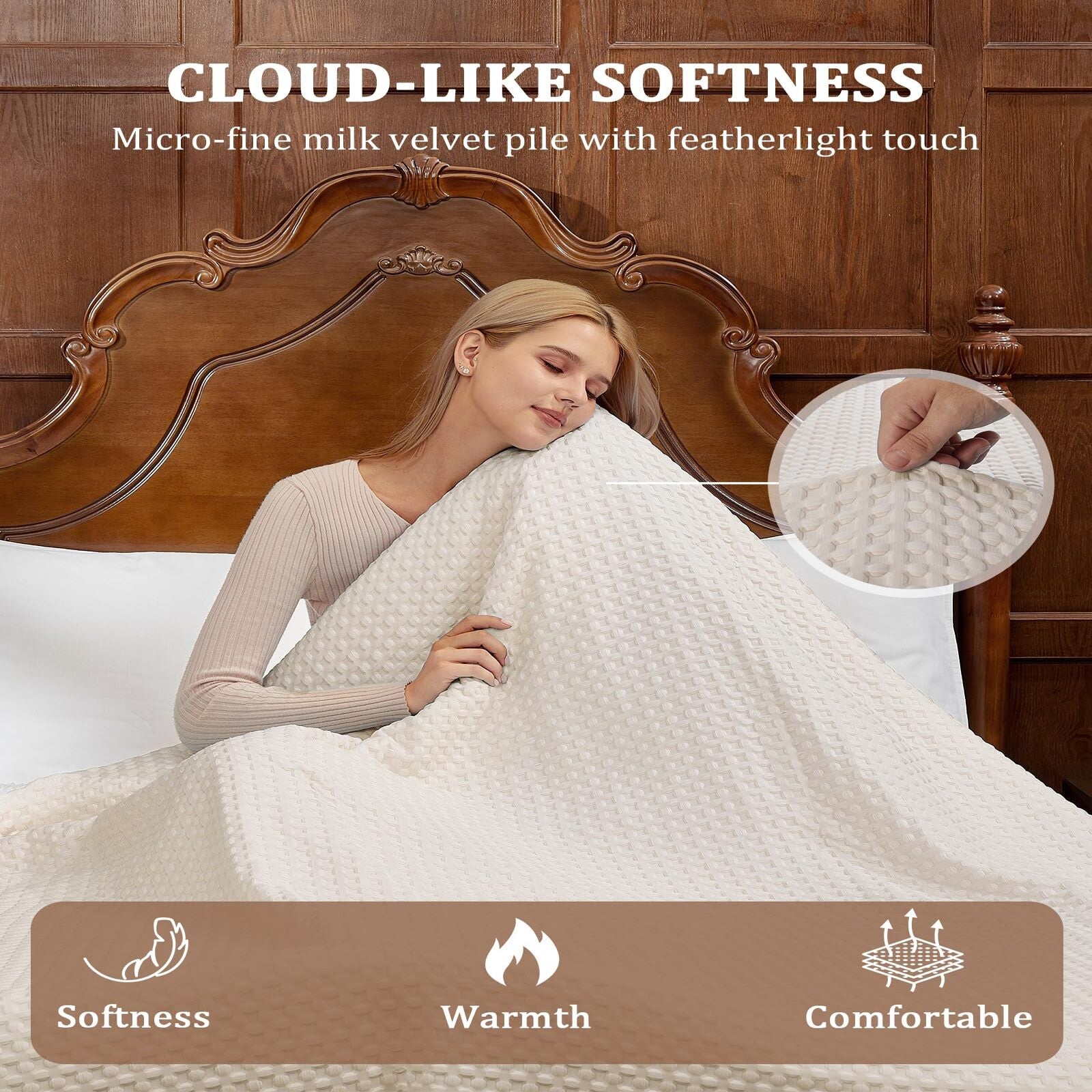 Garvee Heated Blanket Queen Size with LCD Dual Controller, Waffle Weave Fast Heating Electric Blankets, 10 Heat Levels & 1-12H Time Settings, ETL Certified, Machine Washable, Beige, 84" x 90"