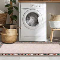 Garvee Bordered Beige 2x6 Washable Runner Rug - Soft, Non-Slip, Stain Resistant Carpet for Hallways, Entryway, Bedroom