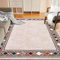 Garvee Bordered Beige 4x6 Machine Washable for Living Room Modern Area Rug, Non-Slip Stain Resistant Accent Rug Indoor Minimalist Border Floor Cover Carpet for Bedroom