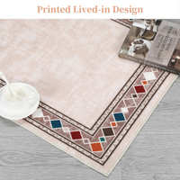 Garvee Bordered Beige 4x6 Machine Washable for Living Room Modern Area Rug, Non-Slip Stain Resistant Accent Rug Indoor Minimalist Border Floor Cover Carpet for Bedroom