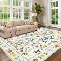 Garvee Washable Floral Rug Non Slip Living Room Rug, Area Rugs Vintage Distressed Soft Carpet for Bedroom, Dinning Room, Home Office