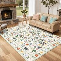 Garvee Washable Floral Rug Non Slip Living Room Rug, Area Rugs Vintage Distressed Soft Carpet for Bedroom, Dinning Room, Home Office
