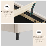 Garvee Twin Bed Frame with Headboard, Beige Upholstered Bed Frame Twin, Heavy-Duty Twin Platform Bed Frame with Strong Wood Slats, Upholstered Mattress Foundation No Box Spring Needed