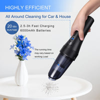 Handheld Car Vacuum 8500PA Suction, Rechargeable, Type-C