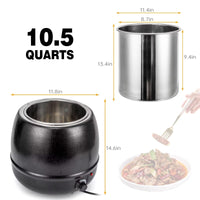 10.5QT Commercial Soup Kettle Warmer, with Hinged Lid, Black