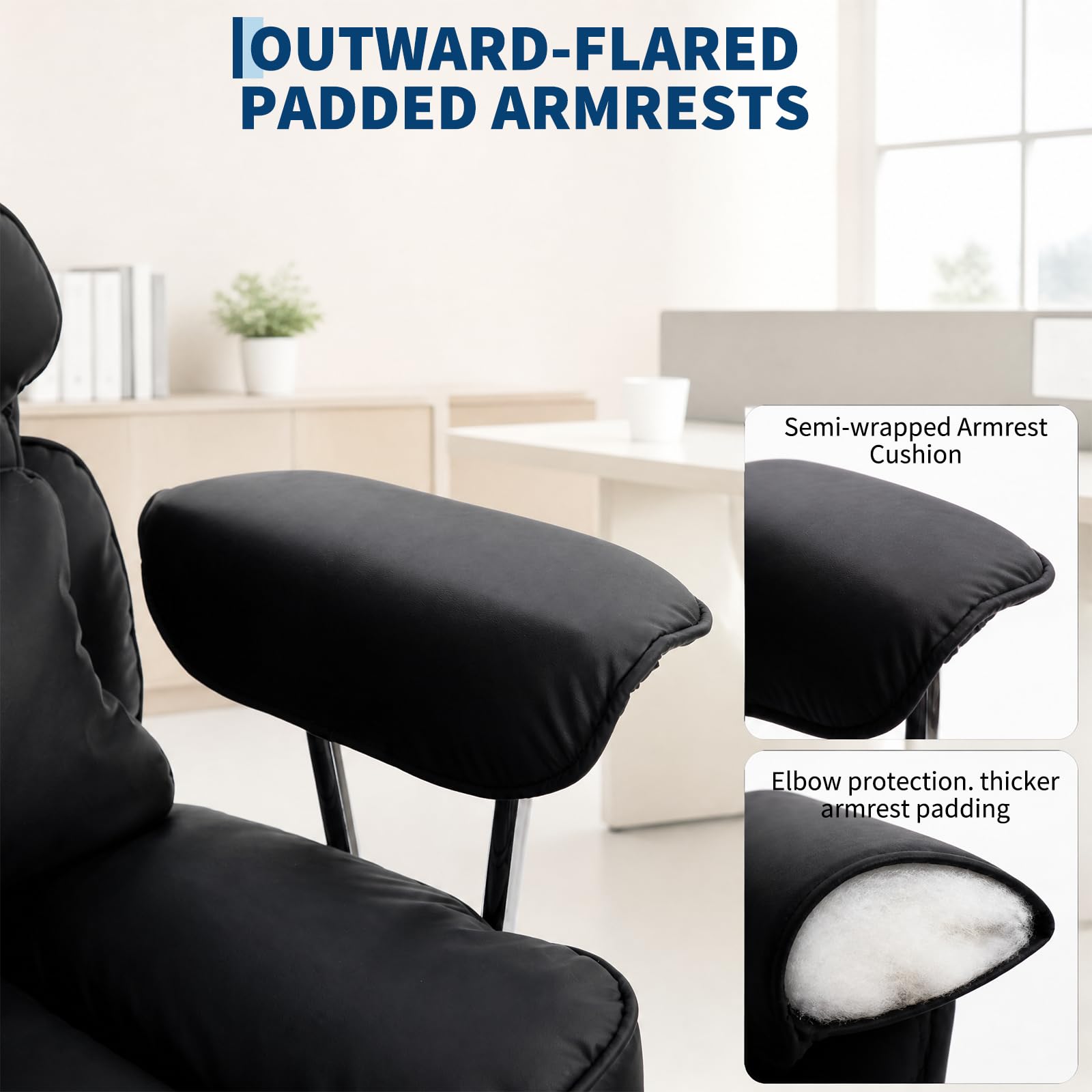 Garvee Big and Tall Ergonomic Office Chair – 350lbs Capacity, High Back Reclining, Footrest, Thick PU Leather Seat, Pocket Spring Lumbar & Pillow Support, Adjustable Armrests – Executive Desk Chair – Black