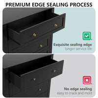 Garvee Modern Black 7-Drawer Dresser With Nickel Round Handles, Stylish Wood Organizer With Deep Drawers for Ample Storage Space, In Bedroom, Living Room, or Entryway