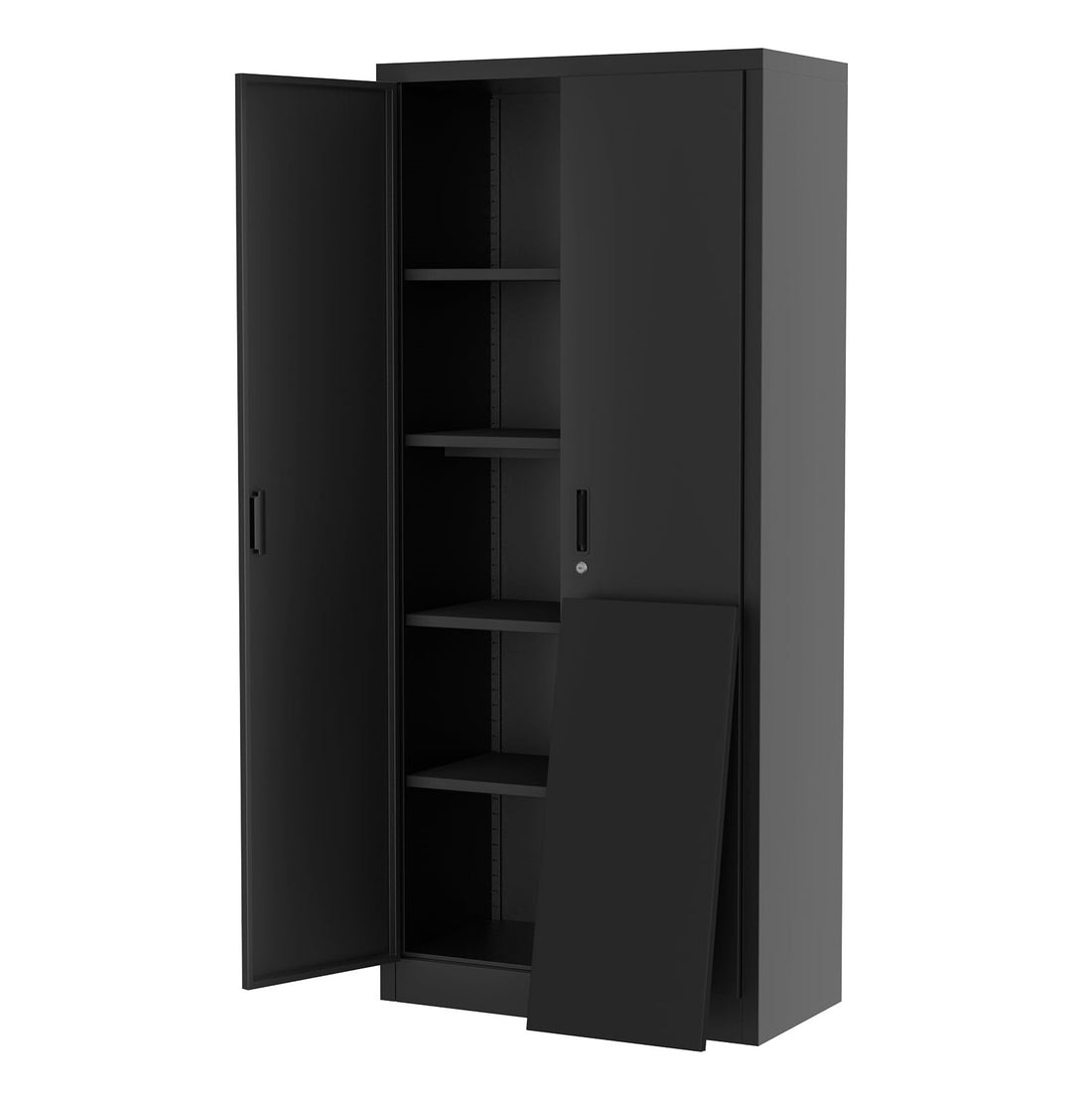 Garvee 71" Tall Metal Storage Cabinet with Lock, 4 Adjustable Shelves Heavy Duty Lockable Cabinet, Scratch Resistant, Multi-Use Craft/Shop Organization for Pantry/Garage/Office, Black