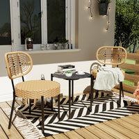 Garvee 3 Piece Patio Bistro Set, Outdoor Wicker Chairs with Table, Rattan Patio Furniture Set for Outdoor, Patio, Deck, Backyard, Black & Brown