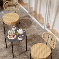 Garvee 3 Piece Patio Bistro Set, Outdoor Wicker Chairs with Table, Rattan Patio Furniture Set for Outdoor, Patio, Deck, Backyard, Black & Brown