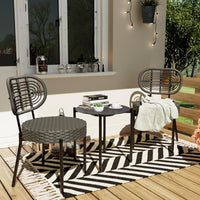 Garvee 3 Piece Patio Bistro Set, Outdoor Wicker Chairs with Table, Rattan Patio Furniture Set for Outdoor, Patio, Deck, Backyard, Black & Grey