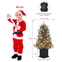 Garvee 3ft Prelit Premium Snow Flocked Artificial Christmas Tree with 8 Modes Warm White Led, Mini Prelit Xmas Pine Tree for Christmas Decoration, Yard, Home, Office, Outdoor, Indoor