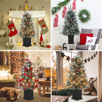 Garvee 3ft Prelit Premium Snow Flocked Artificial Christmas Tree with 8 Mode Warm White Led, Mini Lighted Xmas Pine Tree for Christmas Decoration,Yard, Home, Office, Outdoor, Indoor(2 PCS)