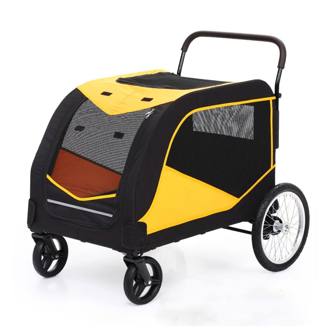 Dog Stroller for Large Pet Jogger Stroller with 4 Wheel and Storage Space Black+Yellow