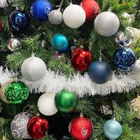 Garvee 34 Pieces Shatterproof Christmas Ornaments Set, Christmas Decorations 1.57 Inch Silver Plastic Ball Decor for Xmas Tree, Christmas Balls Indoor Outdoor Holiday Party Wedding Decoration, Blue