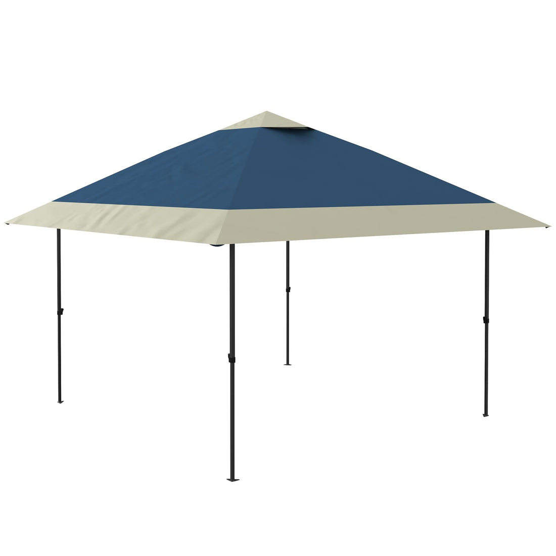 13x13FT Outdoor Pop-Up Double Roof Gazebo Tent Blue & Gray