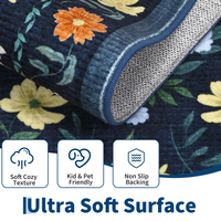 Garvee Washable Floral Rug Non Slip Living Room Rug, Area Rugs Vintage Distressed Soft Carpet for Bedroom, Dinning Room, Home Office