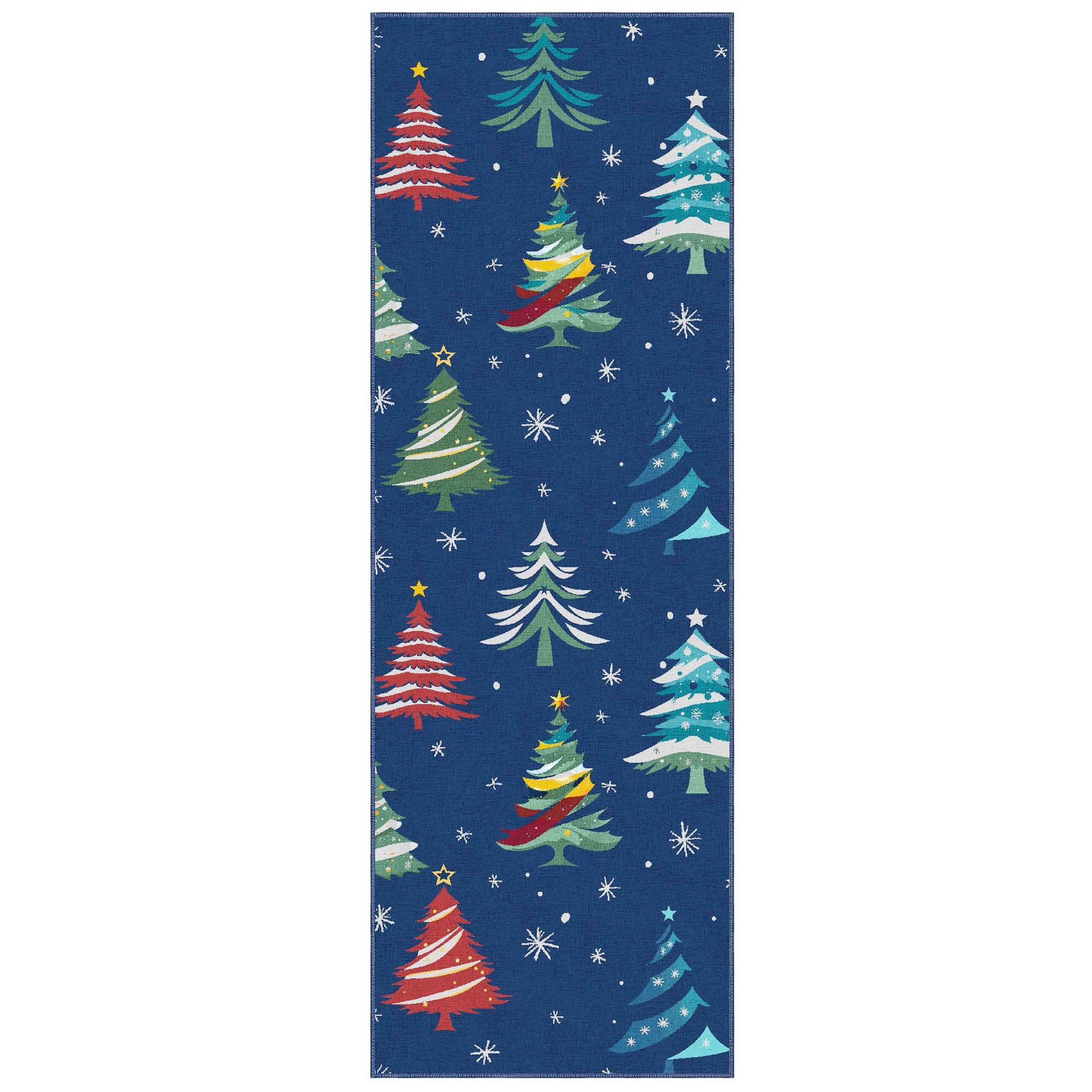 Garvee Christmas Tree Blue 2x6 Area Rug, Washable, Non-Slip, Decorative Floor Carpet for Bedroom, Living Room