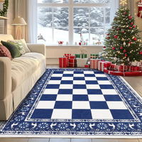 Garvee Blue 4x6 Christmas Rugs Washable Non Slip Checkered Soft Low Pile Indoor Carpet for Living Room Bedroom Dining Room Entryway