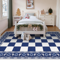 Garvee Blue 4x6 Christmas Rugs Washable Non Slip Checkered Soft Low Pile Indoor Carpet for Living Room Bedroom Dining Room Entryway