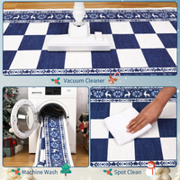 Garvee Blue 4x6 Christmas Rugs Washable Non Slip Checkered Soft Low Pile Indoor Carpet for Living Room Bedroom Dining Room Entryway