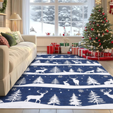 Garvee Blue 8x10 Area Rugs Christmas-Themed Washable Non Slip Soft Low Pile Indoor Carpet for Living Room Bedroom Dining Room - Blue