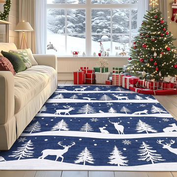 Garvee Blue 6x9 Area Rugs Christmas-Themed Washable Non Slip Carpet for Living Room Bedroom Dining Room