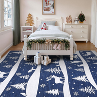 Garvee Blue 6x9 Area Rugs Christmas-Themed Washable Non Slip Carpet for Living Room Bedroom Dining Room