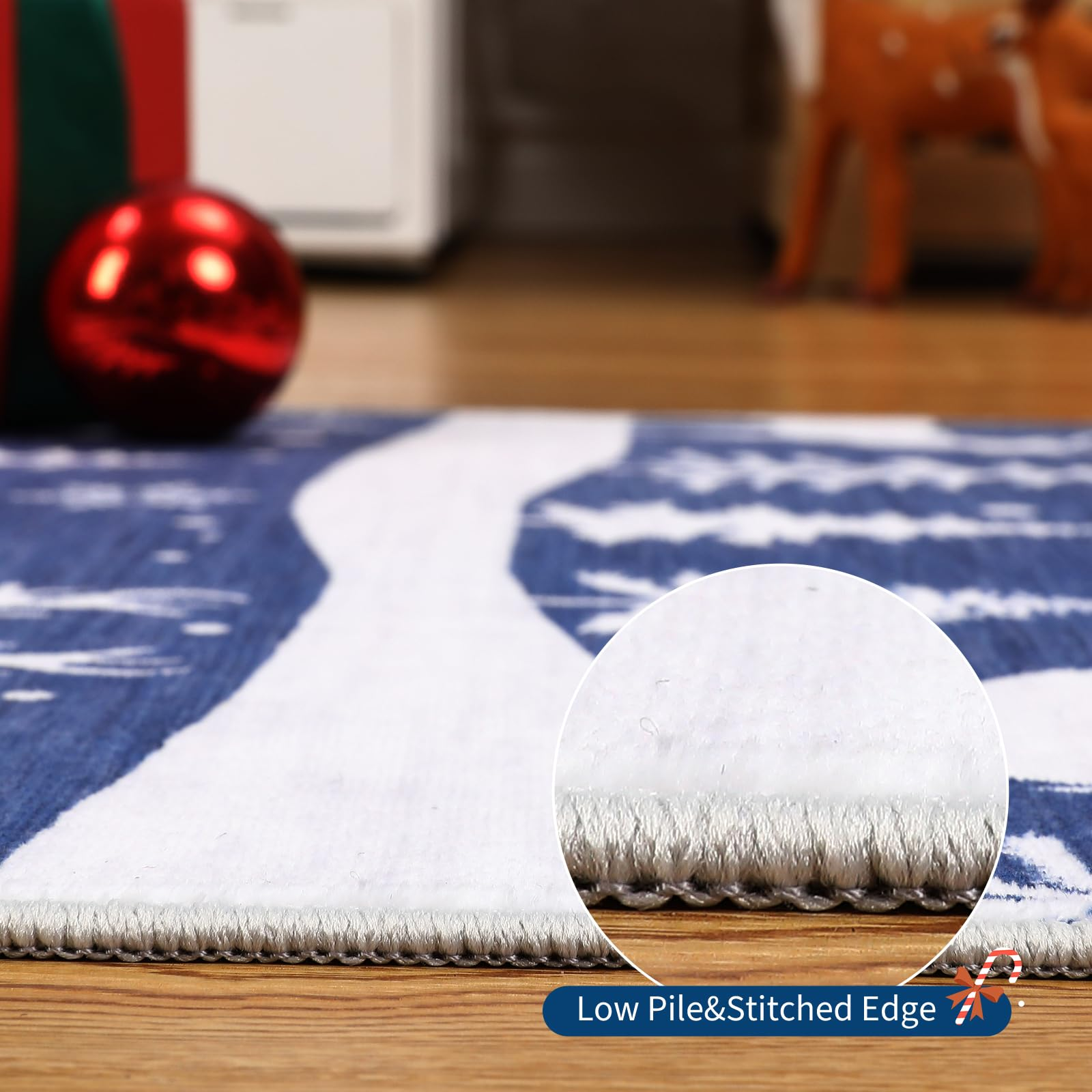 Garvee Blue 6x9 Area Rugs Christmas-Themed Washable Non Slip Carpet for Living Room Bedroom Dining Room