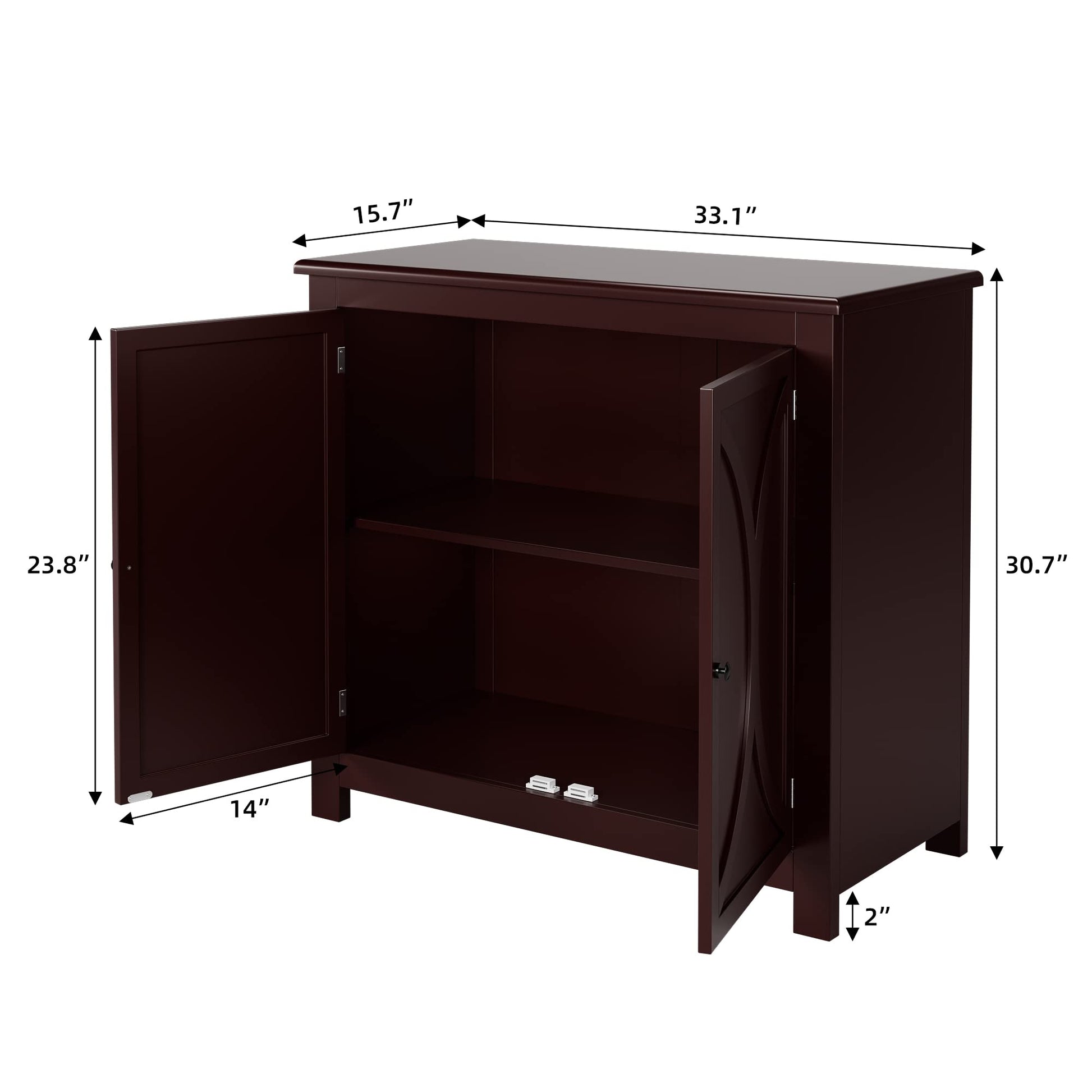 Semicircle Sideboard Buffet for Living Room, Brown Storage - GARVEE