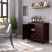 Semicircle Sideboard Buffet for Living Room, Brown Storage - GARVEE