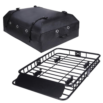 Garvee 51"x36" Universal Rooftop Cargo Carrier Basket – 200lbs Capacity Luggage Rack with Cargo Bag for SUV, Truck & Car