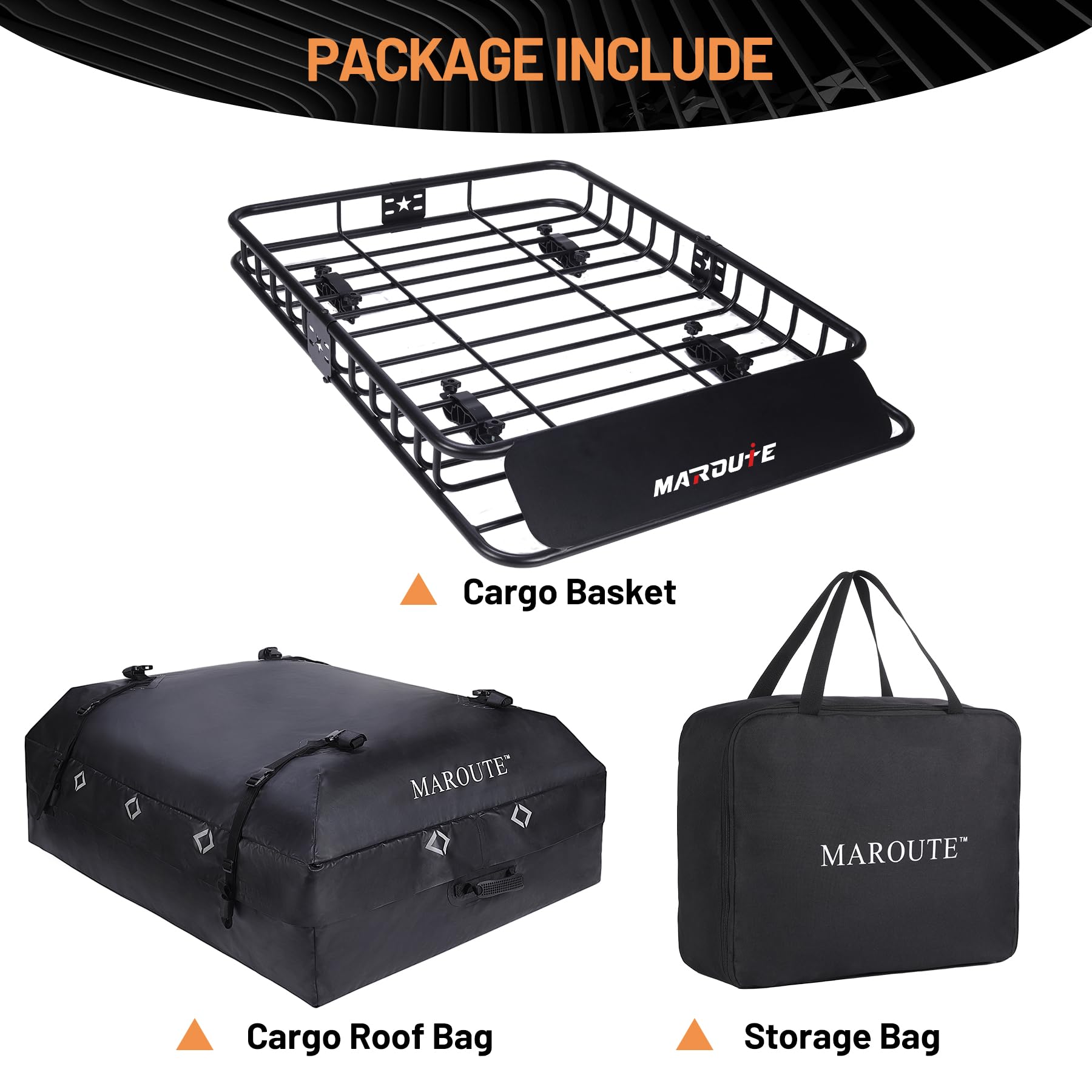 Garvee 51"x36" Universal Rooftop Cargo Carrier Basket – 200lbs Capacity Luggage Rack with Cargo Bag for SUV, Truck & Car