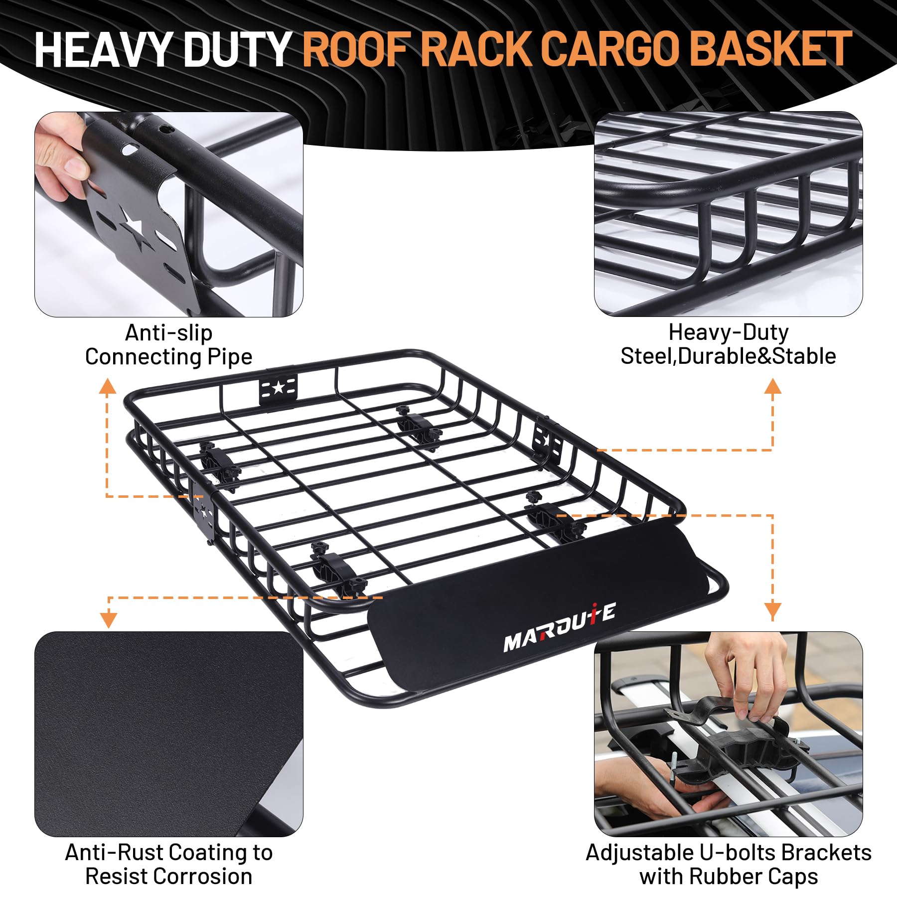 Garvee 51"x36" Universal Rooftop Cargo Carrier Basket – 200lbs Capacity Luggage Rack with Cargo Bag for SUV, Truck & Car