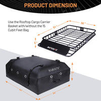 Garvee 51"x36" Universal Rooftop Cargo Carrier Basket – 200lbs Capacity Luggage Rack with Cargo Bag for SUV, Truck & Car