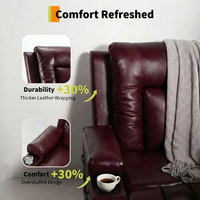 Garvee Oversized Power Lift Recliner Chair, Heat and Massage, PU Leather Electric Lift Recliner for Elderly, Seniors & Mobility, Wide Electric Massage Chair with Remote Control, Claret