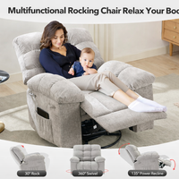Garvee Rocking Recliner Chair, 360° Swivel Rocker Chair for Living Room, Upholstered Fabric Glider Nursery Chair with Side Pockets for Small Spaces, q235 Steel Frame Lazy Boy Recliner Single Sofa