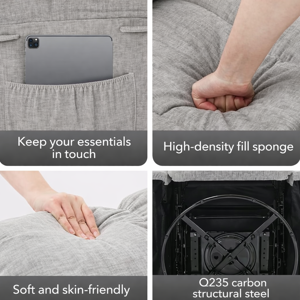 Garvee Rocking Recliner Chair, 360° Swivel Rocker Chair for Living Room, Upholstered Fabric Glider Nursery Chair with Side Pockets for Small Spaces, q235 Steel Frame Lazy Boy Recliner Single Sofa