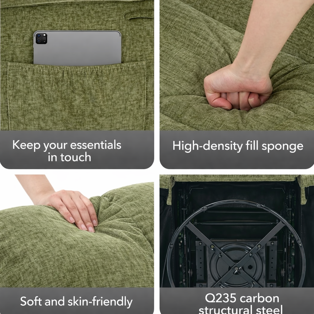 Garvee Rocking Recliner Chair, 360° Swivel Rocker Chair for Living Room, Upholstered Fabric Nursery Chair with Side Pockets for Small Spaces, q235 Steel Frame Lazy Boy Recliner Single Sofa, Green