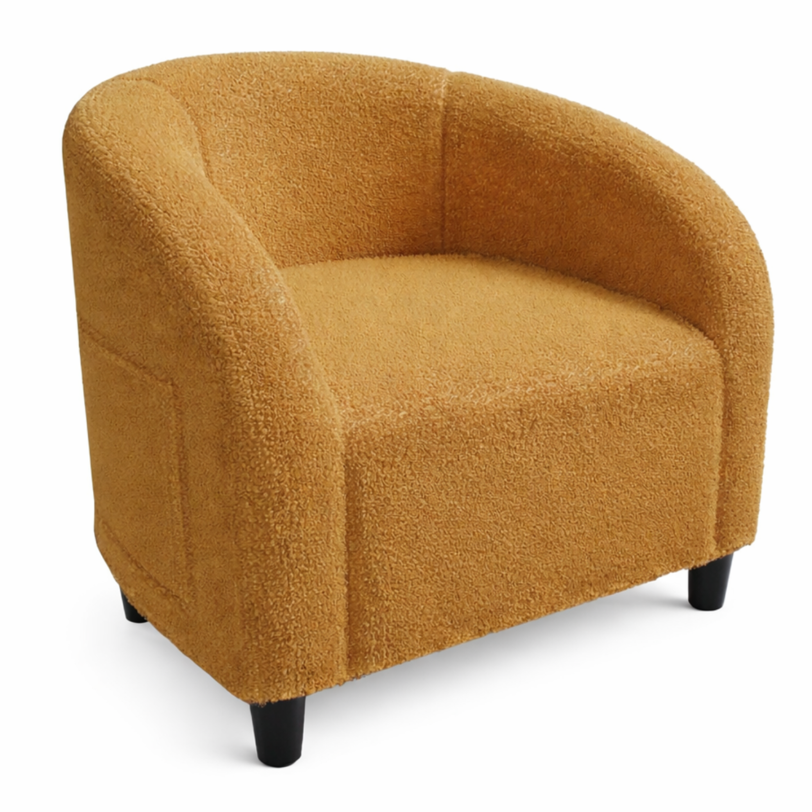 Garvee Accent Barrel Chair Boucle Club Chair with Sherpa Upholstery, Ergonomic Support, Durable Plastic Legs, Easy Assembly, for Living Room Bedroom, Yellow