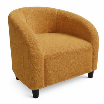 Garvee Accent Barrel Chair Boucle Club Chair with Sherpa Upholstery, Ergonomic Support, Durable Plastic Legs, Easy Assembly, for Living Room Bedroom, Yellow