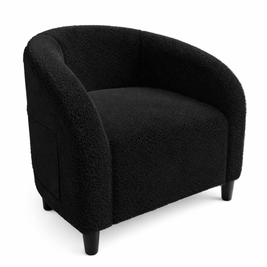 Garvee Accent Barrel Chair Boucle Club Chair with Sherpa Upholstery, Ergonomic Support, Durable Plastic Legs, Easy Assembly, for Living Room Bedroom, Black