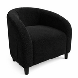 Garvee Accent Barrel Chair Boucle Club Chair with Sherpa Upholstery, Ergonomic Support, Durable Plastic Legs, Easy Assembly, for Living Room Bedroom, Black - Sherpa|Black