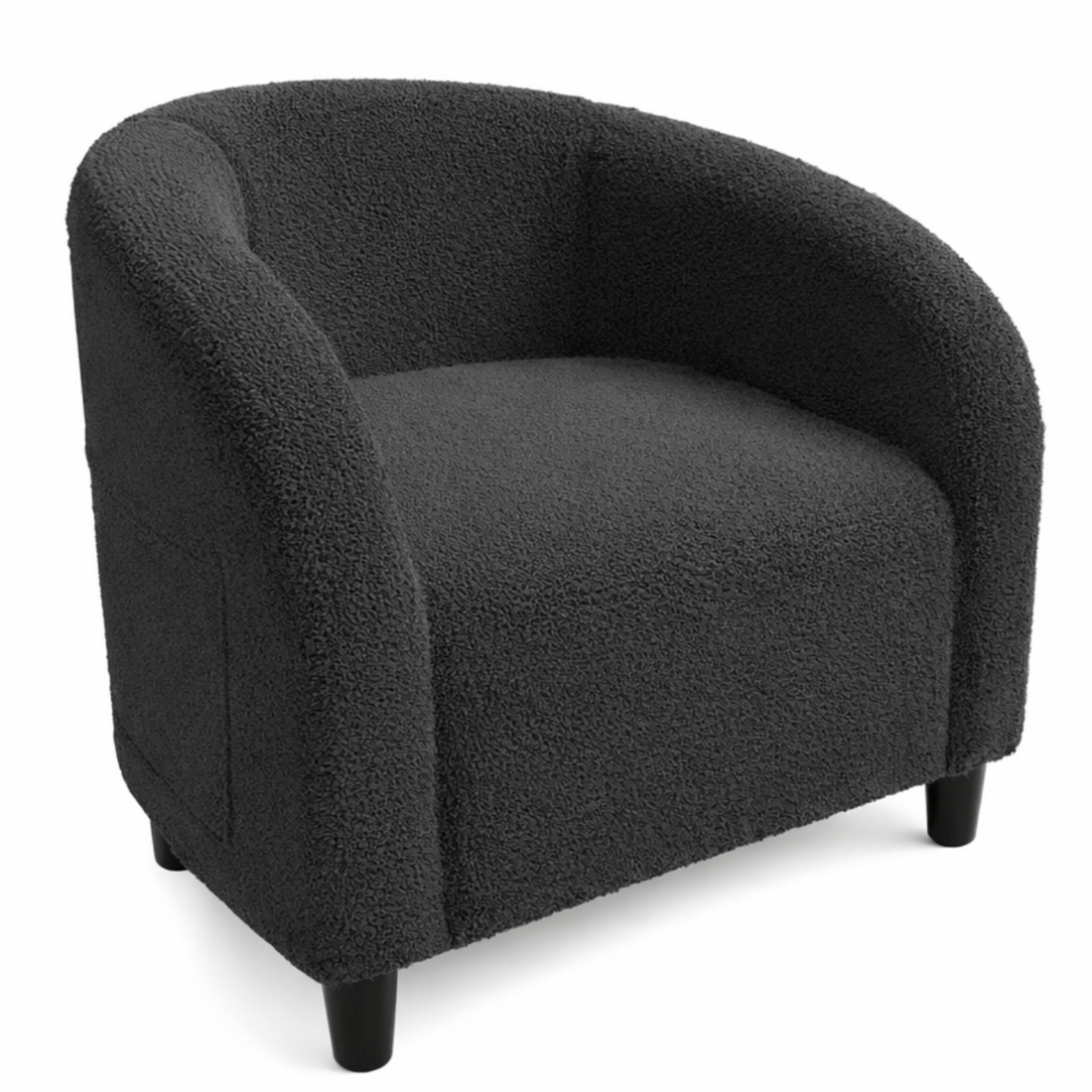 Garvee Accent Barrel Chair Boucle Club Chair with Sherpa Upholstery, Ergonomic Support, Durable Plastic Legs, Easy Assembly, for Living Room Bedroom, Dark Gray