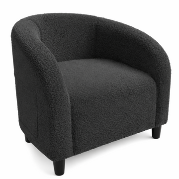 Garvee Accent Barrel Chair Boucle Club Chair with Sherpa Upholstery, Ergonomic Support, Durable Plastic Legs, Easy Assembly, for Living Room Bedroom, Dark Gray