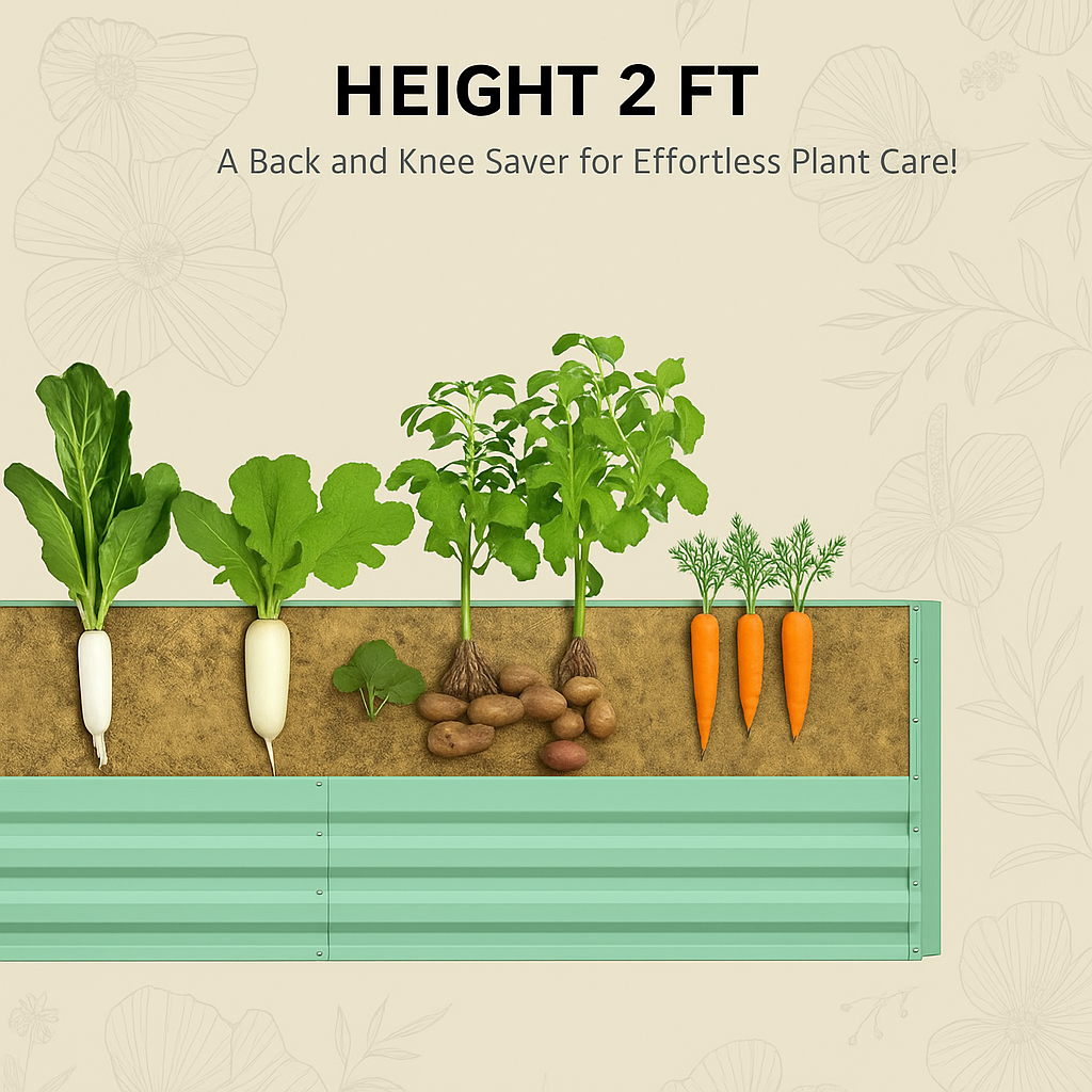 Garvee 6x3x2ft Galvanized Raised Garden Bed,Deep Root Planter Box for Vegetables,Flowers,Herbs-Large Metal Raised Garden Bed Kit Outdoor,Green