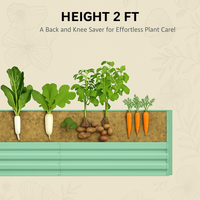 Garvee 6x3x2ft Galvanized Raised Garden Bed,Deep Root Planter Box for Vegetables,Flowers,Herbs-Large Metal Raised Garden Bed Kit Outdoor,Green