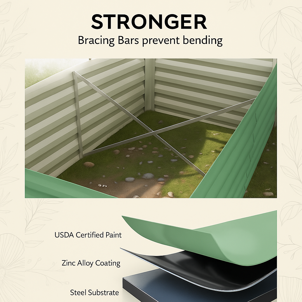 Garvee 6x3x2ft Galvanized Raised Garden Bed,Deep Root Planter Box for Vegetables,Flowers,Herbs-Large Metal Raised Garden Bed Kit Outdoor,Green